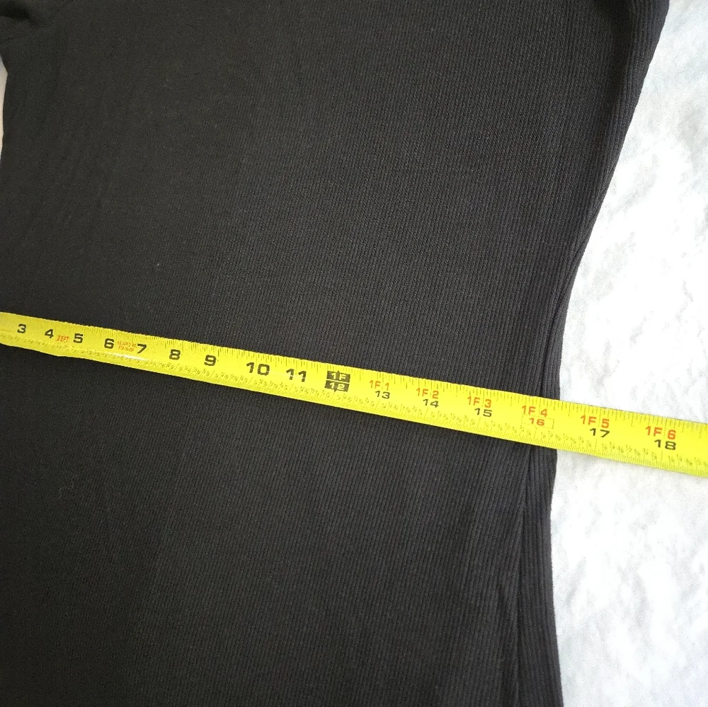 Marine Layer Black Lexi Rib Mock Neck Midi Dress Tencel Short Sleeve Fall - Picture 9 of 13